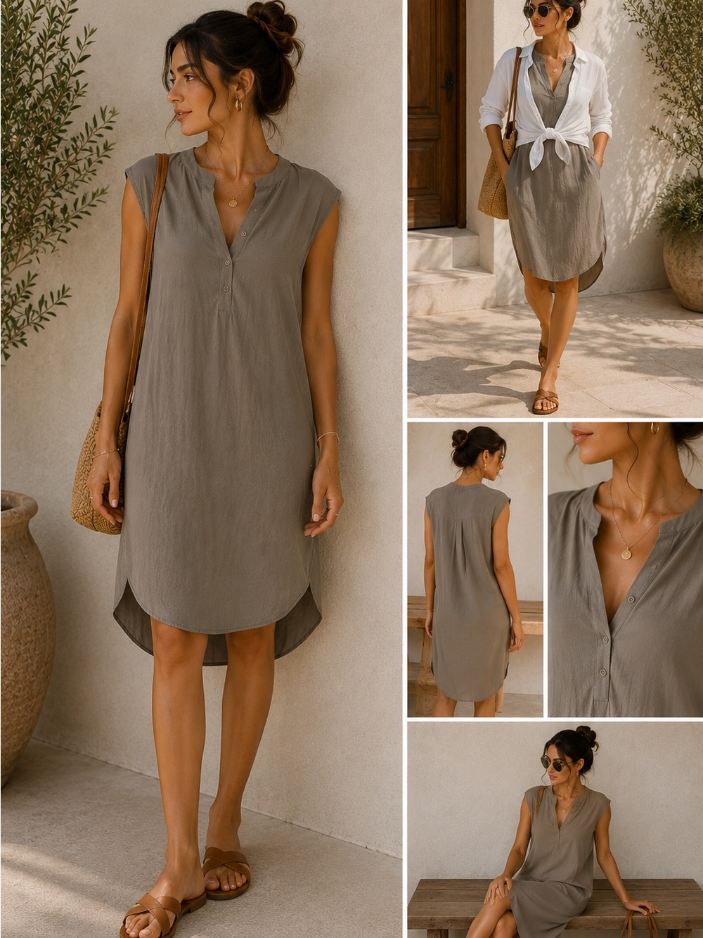 Sleeveless Olive Tunic Dress